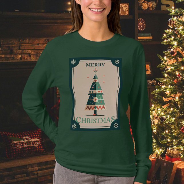 Retro-julkort med Geometric Träd-design T Shirt (Skapare uppladdad)
