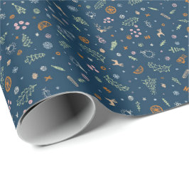 Retro julkritor kastade i djupt indigo blått presentpapper