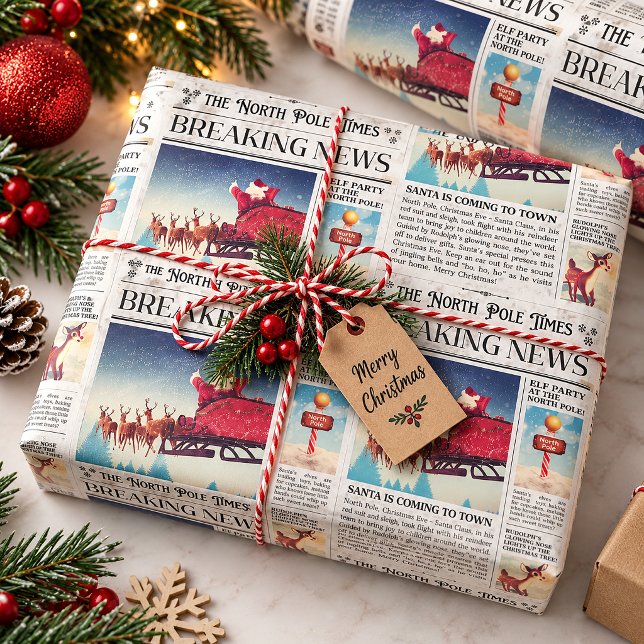 Retro julpapper tidningspapper omslag (Christmas Newspaper Wrapping Paper Retro)