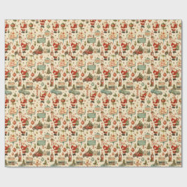 Retro julpresentpapper | Tomte & Lastbilar Presentpapper
