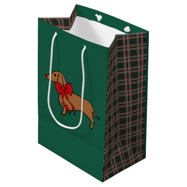 Retro julpresentväska för Dachshund (Framsidan Vinklad)