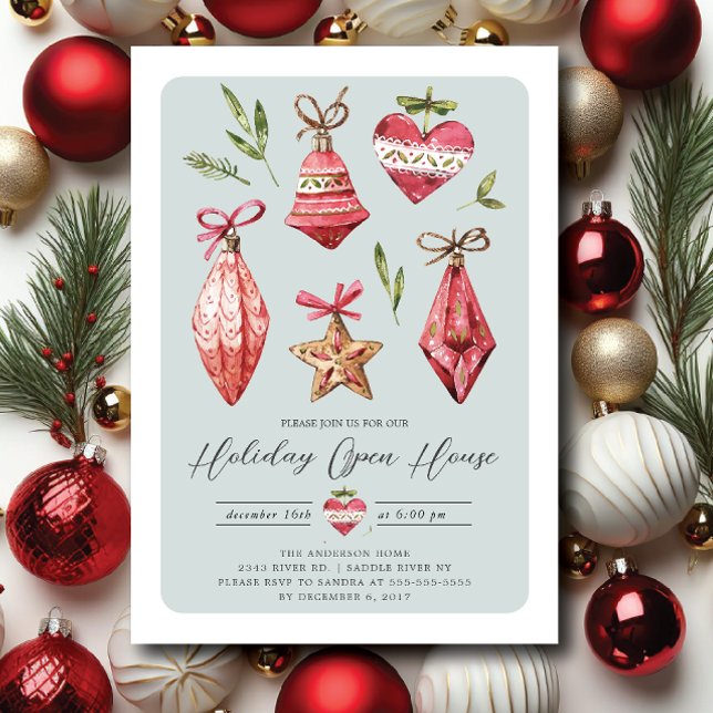 Retro-julprydnader Helgdag Open House Inbjudningar (Skapare uppladdad)