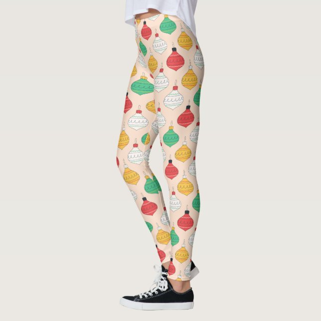 Retro-julprydnadsföremål Mönster Leggings (Vänster)