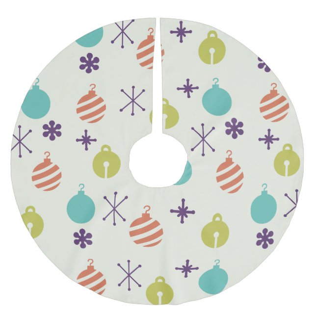 Retro-julprydnadsföremål Snöflingor Julgransmatta Borstad Polyester (Framsidan)