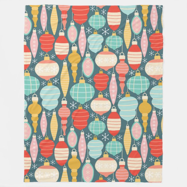 Retro-julprydnadsföremål Sömlös Mönster Fleecefilt (Framsidan)