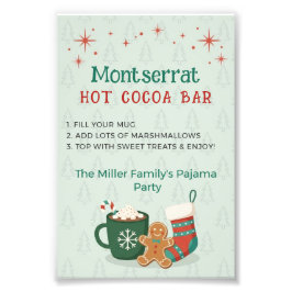 Retro julpyjamasparty Hot Cocoa Bar-skylt Fototryck