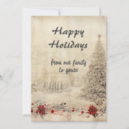 Retro-julscenen Shabby chic Snö Julkort