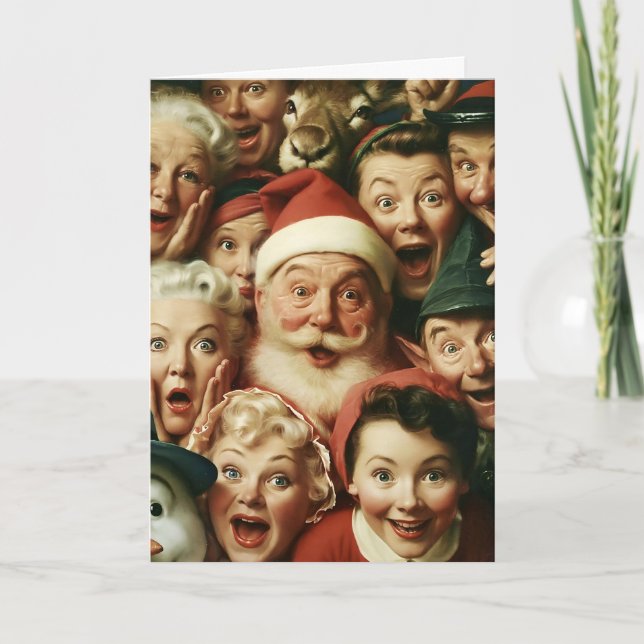 Retro julskara med tomte kort (Framsida)