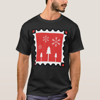 Retro julskogsgranar röda vintergranar & snöflingo t shirt