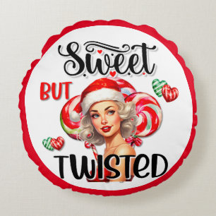 Retro-julsöt i Twisted-Pinupet Rund Kudde