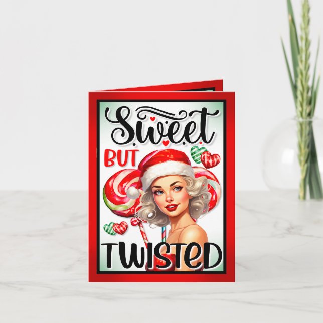 Retro-julsöt i Twisted-Pinupet Tack Kort (Framsida)
