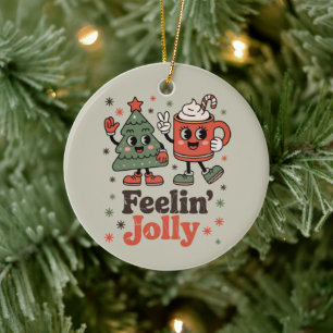Retro julstämning Glädjerikt Vintage Holiday Julgransprydnad Keramik