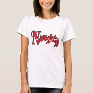 Retro-jultext, Naughty in Red Brev T Shirt