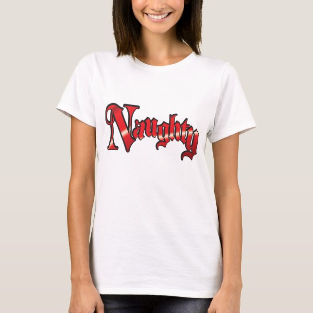 Retro-jultext, Naughty in Red Brev T Shirt (Framsida)