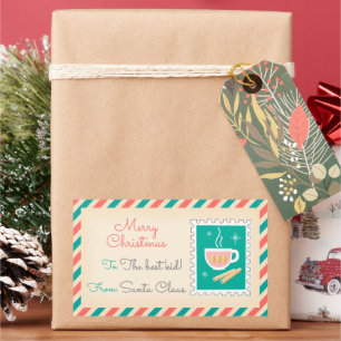 Retro-jultomte Frimärke-etiketter - Choklad Rektangulärt Klistermärke