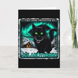 Retro Jultomte Katt Isländska Detta Hem Skyddas Jó Kort