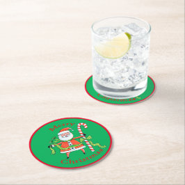 Retro Jultomten Candy cane jul Underlägg Papper Rund