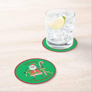 Retro Jultomten Candy cane jul Underlägg Papper Rund