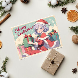 Retro Jultomten Dotter Gift Ge Anime Kort