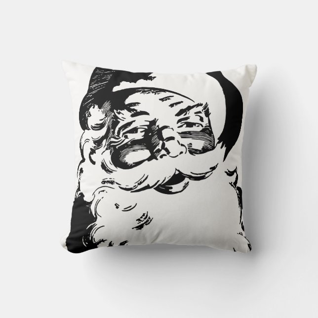 Retro jultomten för vintagesvart- & vitjul kudde (Framsida)