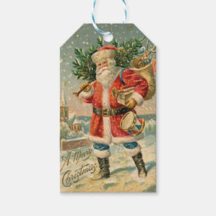RETRO Jultomten GIFT MÄRKRE Presentetikett
