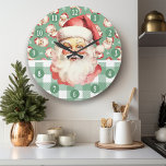 Retro Jultomten Grönt och vit jultomte Stor Klocka<br><div class="desc">Fira festsäsongen med vår Retro Jultomten Grönt och vit julklapp! Den här charmerande klockan har en nostalgisk Jultomten-design som ställs in mot en snyggtens grönt och vit plaid-bakgrund, där vintagens charm kombineras med modernt flair. Perfekt för att lägga till en festlig beröring i vardagsrummet, köket eller entryway. Den här klockan...</div>