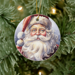 Retro Jultomten i en rödhatt jul Julgransprydnad Keramik