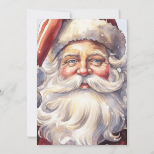Retro Jultomten i en rödhatt jul Julkort