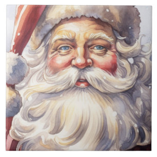 Retro Jultomten i en rödhatt jul Kakelplatta