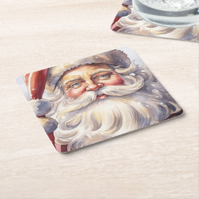 Retro Jultomten i en rödhatt jul Underlägg Papper Kvadrat (Vinklad)