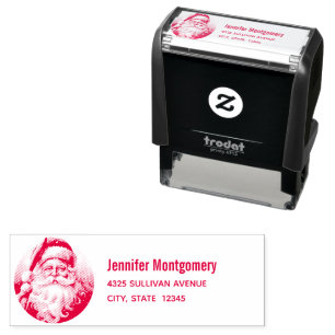 Retro Jultomten i julklapp Adress Självfärgande Stämpel