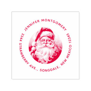 Retro Jultomten i julklapp Adress Självfärgande Stämpel
