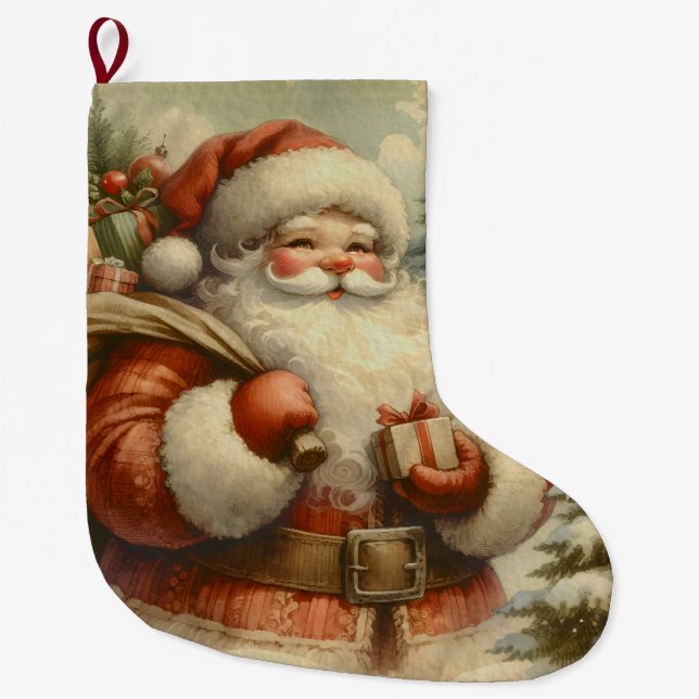 Retro Jultomten Illustration Stor Julstrumpa (Framsidan)