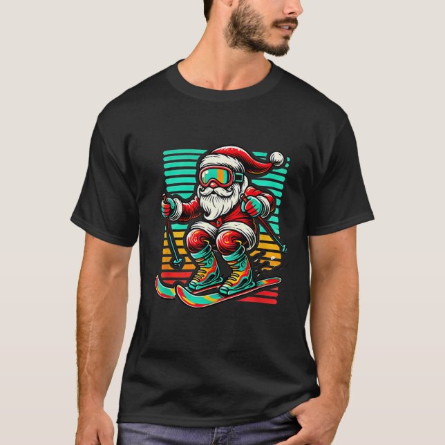 Retro Jultomten - Julskidåkning T Shirt (Framsida)