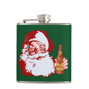 Retro jultomten med jul för en öl fickplunta