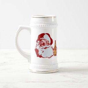 Retro jultomten med jul för en öl sejdel
