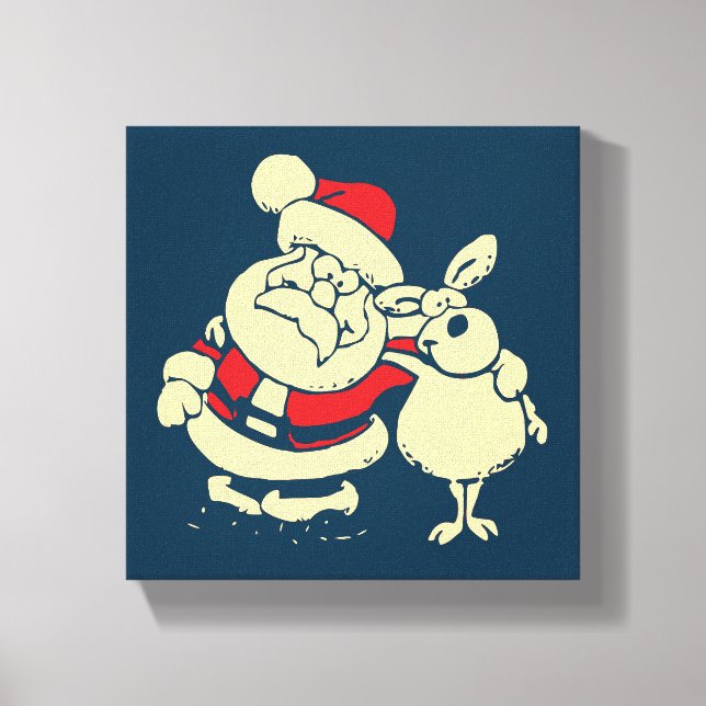 Retro jultomten och hans rener Buddy Canvastryck (Framsida)