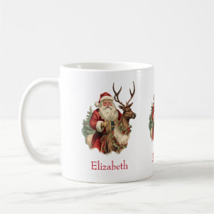 Retro Jultomten och Reindeer jul Kaffemugg