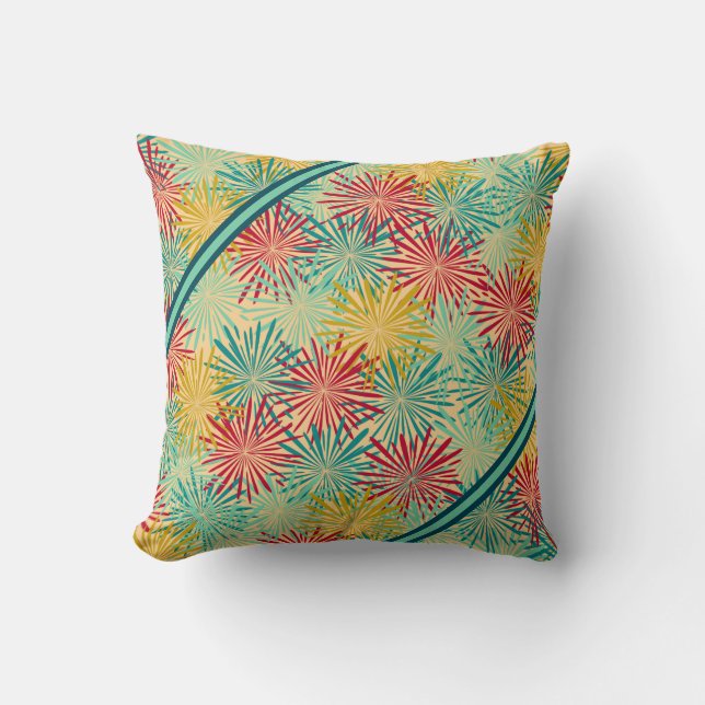 Retro-jultomten PomPoms (Tropical Färg) Kudde (Framsida)