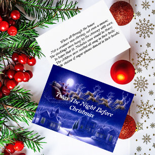 Retro Jultomten Reindeer Blue Måne Card Kort