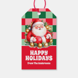 Retro Jultomten Tartan Play jul Presentetikett