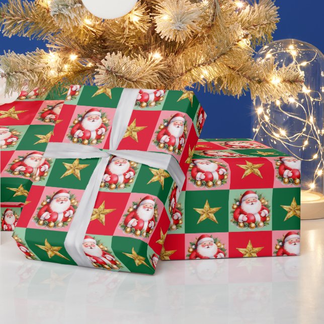 Retro Jultomten Tartan Play jul Presentpapper (Helgdagar)
