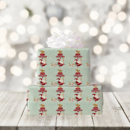 Retro Jultomten utklippt med Presenter Presentpapper