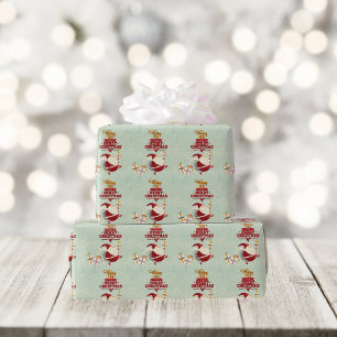 Retro Jultomten utklippt med Presenter Presentpapper