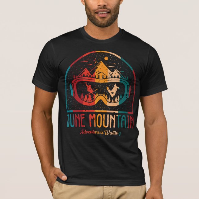 Retro June Mountain Ski Äventyr T Shirt (Framsida)