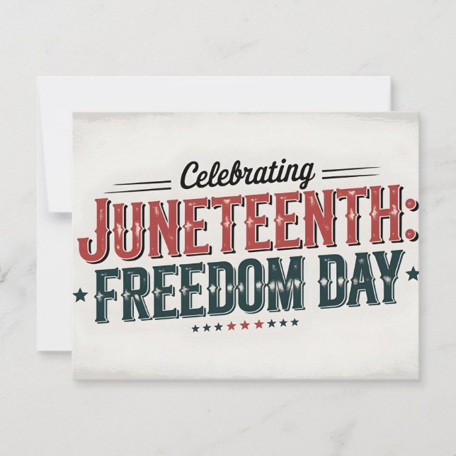 Retro Junetelfte Typografi, svart frihetsdag Julkort (Framsida)