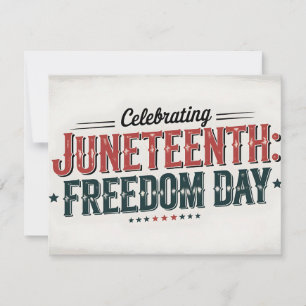Retro Junetelfte Typografi, svart frihetsdag Julkort