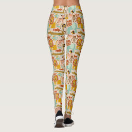 Retro Jungle Animals Cute Patterned Leggings