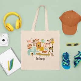 Retro Jungle Animals Cute Personlig Tygkasse