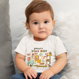 Retro Jungle Animals Vild ett första födelsedag T Shirt